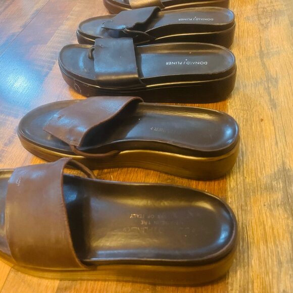 Donald Pliner Fiji Slide Wedge Sandals Women 7.5 Thong Platform - BLACK - Picture 6 of 9